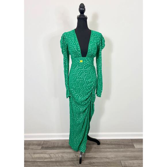 Rococo Sand Elna Maxi Dress in Green Size XS Metallic Side Slit Lined‎ Party